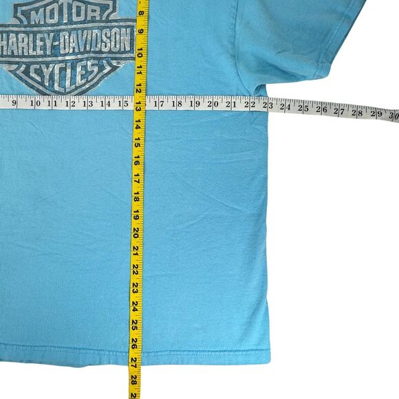 HARLEY-DAVIDSON Blue T-Shirt Sz XL S/S Made in USA Graphic Big Logo Asheville NC - Picture 5 of 8